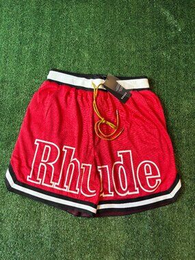 Rhude Red Mesh Basketball Shorts NWT
